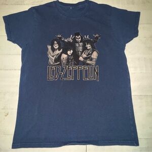 Blue KISS Led Zeppelin Graphic T-Shirt
